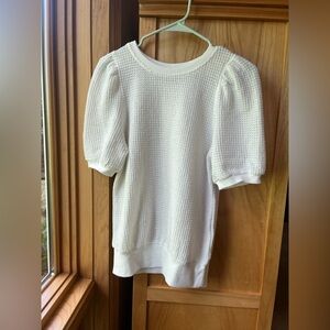 Staccato, M, white knit puff sleeve blouse